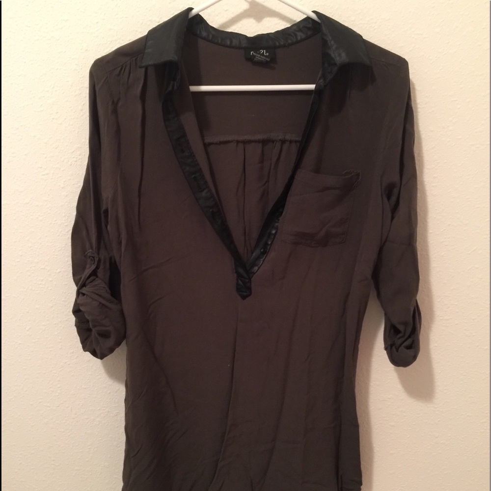 Olive green and black long shirt